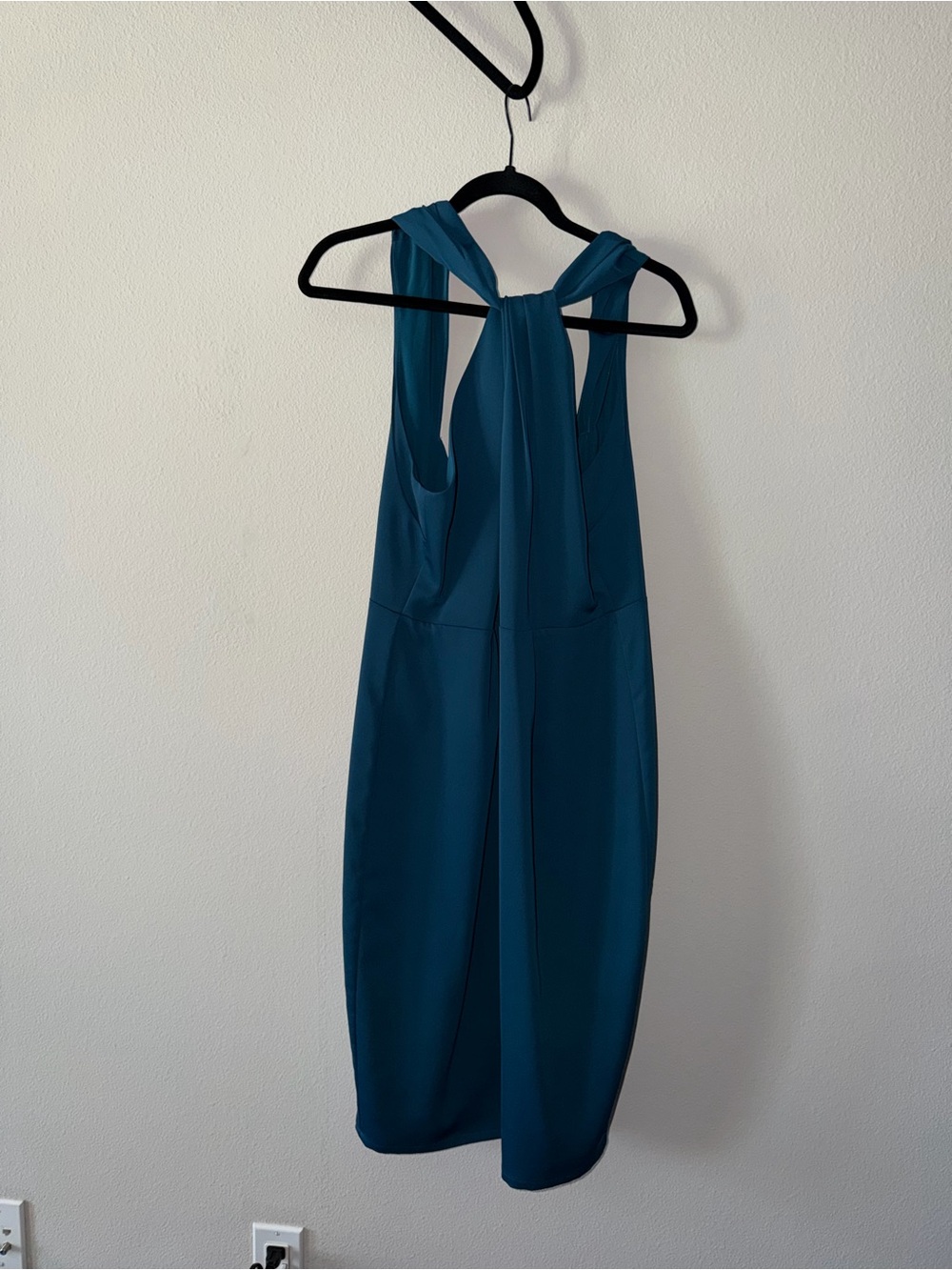 Wtoo Teal One-Shoulder Twist-Back Cocktail Dress